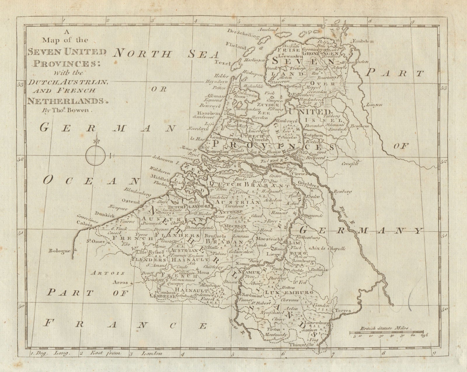 The Seven United Provinces… Dutch, Austrian & French Netherlands. BOWEN 1789 map